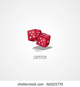 Vector illustration two dice. Symbol of gambling and luck. Game in casino. Hand drawn symbol