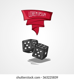 Vector illustration two dice. Symbol of gambling and luck. Game in casino. Hand drawn symbol