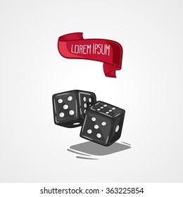 Vector illustration two dice. Symbol of gambling and luck. Game in casino. Hand drawn symbol