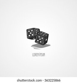 Vector illustration two dice. Symbol of gambling and luck. Game in casino. Hand drawn symbol