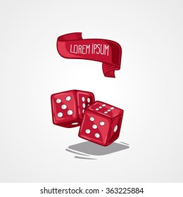 Vector illustration two dice. Symbol of gambling and luck. Game in casino. Hand drawn symbol