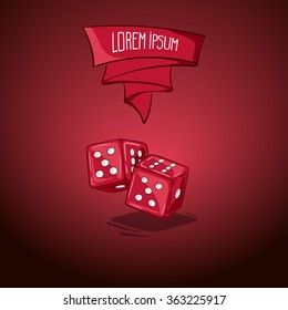 Vector illustration two dice. Symbol of gambling and luck. Game in casino. Hand drawn symbol
