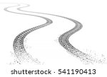 Vector illustration of two dirty grunge Tire tracks fading into the horizon