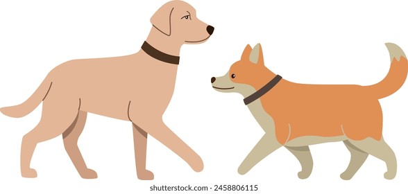 Ilustración vectorial de dos perros. Concepto plano colorido	