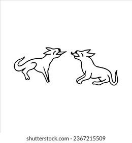 vector illustration of two dogs fighting