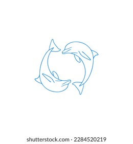 vector illustration of two dolphins