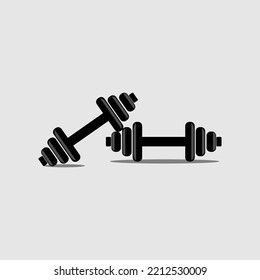 vector illustration of two dumbbells in black on white background