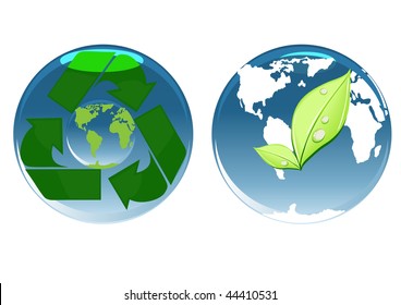 Vector illustration of two earth