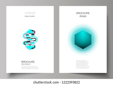 The vector illustration of the two editable layout A4 format cover design templates for brochure, magazine, flyer, booklet, report. Abstract vector backgrounds in minimal design.