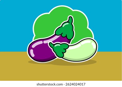 Vektorgrafik zwei Auberginen, frische Frucht