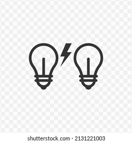 Vector illustration of two electric lights icon in dark color and transparent background(png).
