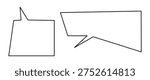 Vector illustration of two empty speech bubbles with sharp edges, outlined in black. Ideal for comics, graphic design, or creative projects.