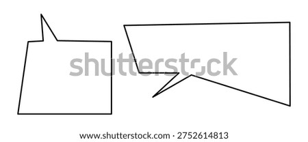 Vector illustration of two empty speech bubbles with sharp edges, outlined in black. Ideal for comics, graphic design, or creative projects.
