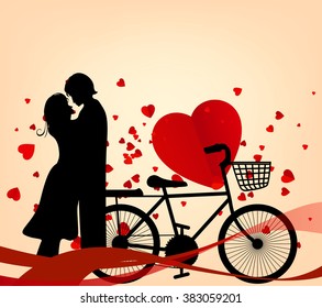 Vector illustration two enamored under a love on paper cut style.
