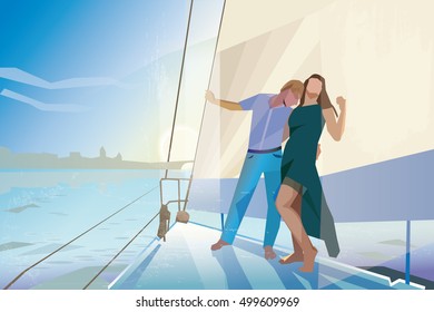 Vector illustration two enamored. Velantine day
