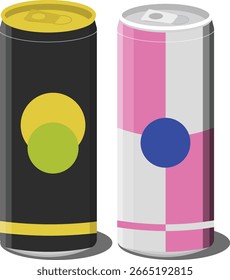 Ilustración vectorial de dos latas de bebidas energéticas. Estilo de diseño plano moderno sobre fondo aislado blanco