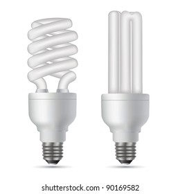 Vector illustration of the two  energy saving light bulbs