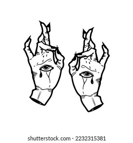 vector illustration of two eyed hands