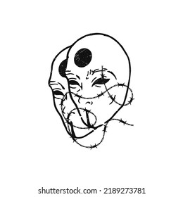 vector illustration of two faced man