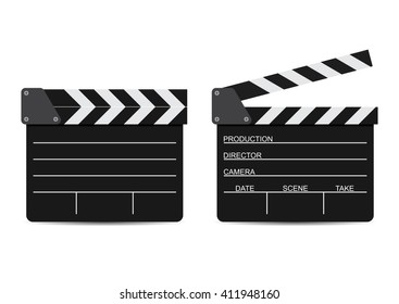 vector illustration of two film clappers isolated on white. EPS