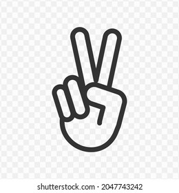 Vector illustration of two fingers icon in dark color and transparent background(png).