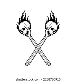 vector illustration of two fire skulls