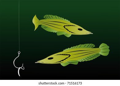 vector illustration of two fishes under the water