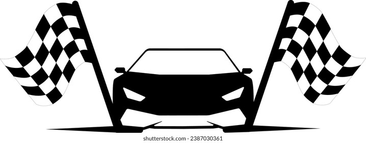 vector illustration two flags finish and auto