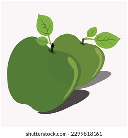 vector illustration of two flat green apples design