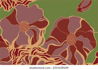 Vector illustration of two flowers