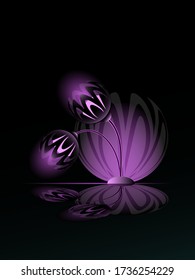 Vector-Abbildung. Zwei Blumen. Dunkler Hintergrund.