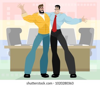 Vector illustration of two friendly business partners