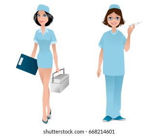 Vector illustration of a two friendly doctors