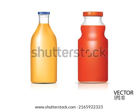 vector illustration two fruit juice bottles design template.