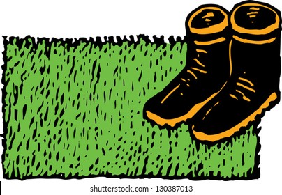 Vector illustration of two galoshes