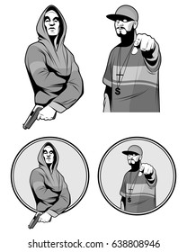 Vector illustration of a two gangster rapper