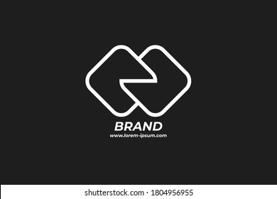 vector illustration of two geometric square with round side logo template. good for finance company, technology startup business, website icon, apps logo icon.