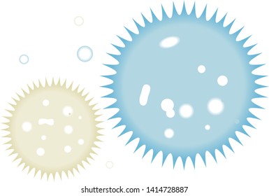 Vector illustration. Two germinal cells in soft colors. Geometric forms.