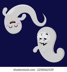 vector illustration of two ghosts in different poses