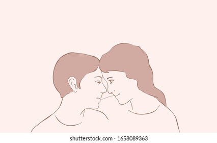 Vektorillustration Illustration zwei Mädchen umarmt, Freundin redet, Skizze von Hand mit Konturen.