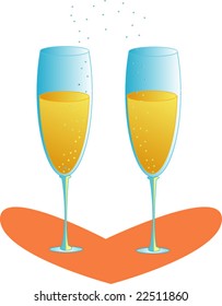 vector illustration of two glass champagne