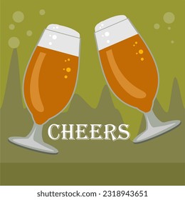 Vector Illustration of two glasses of beer