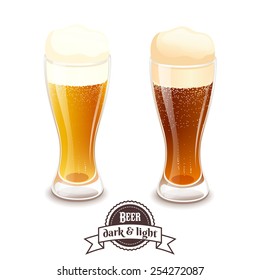 Vector illustration of two glasses of beer.