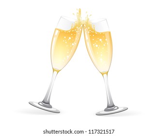 Vector illustration of  Two Glasses of champagne