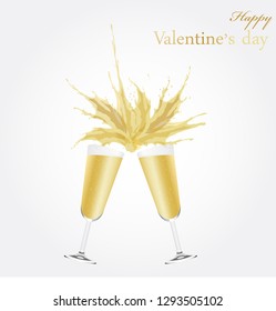 Vector Illustration Two glasses of champagne and splash