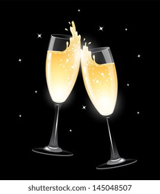 Vector illustration of Two Glasses of champagne