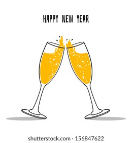 Vector illustration of Two Glasses of champagne