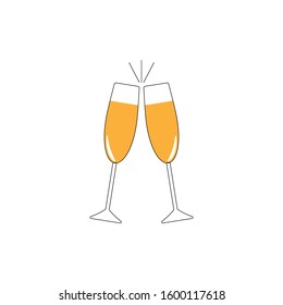 Vector illustration of Two Glasses of champagne