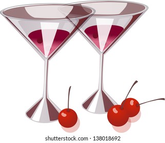 Vector illustration of two glasses of cocktail