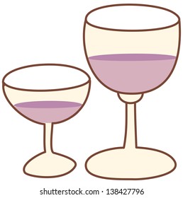 Vector illustration of two glasses of wine